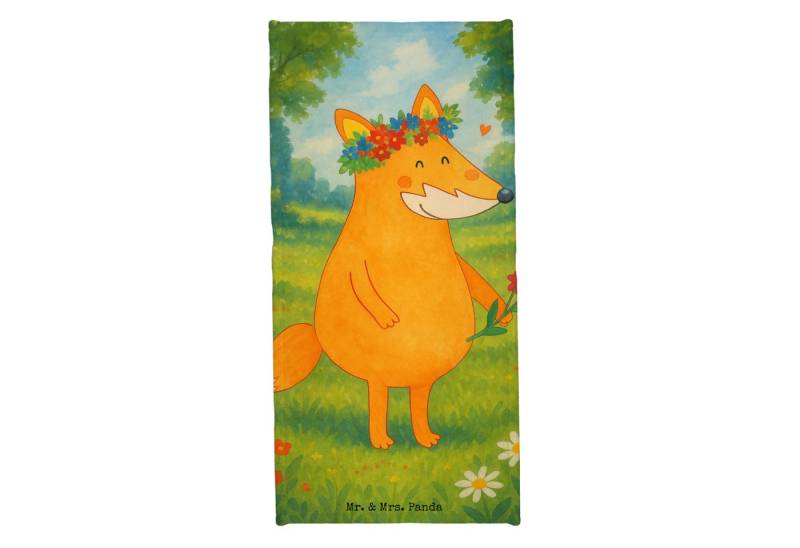 Mr. & Mrs. Panda Handtuch Fuchs Blumen Design, Badehandtuch, Türkis Pastell, Füchse, Selbstlieb, Kunstfaser (Packung, 1-St), Badetuch Strandtuch Duschtuch von Mr. & Mrs. Panda
