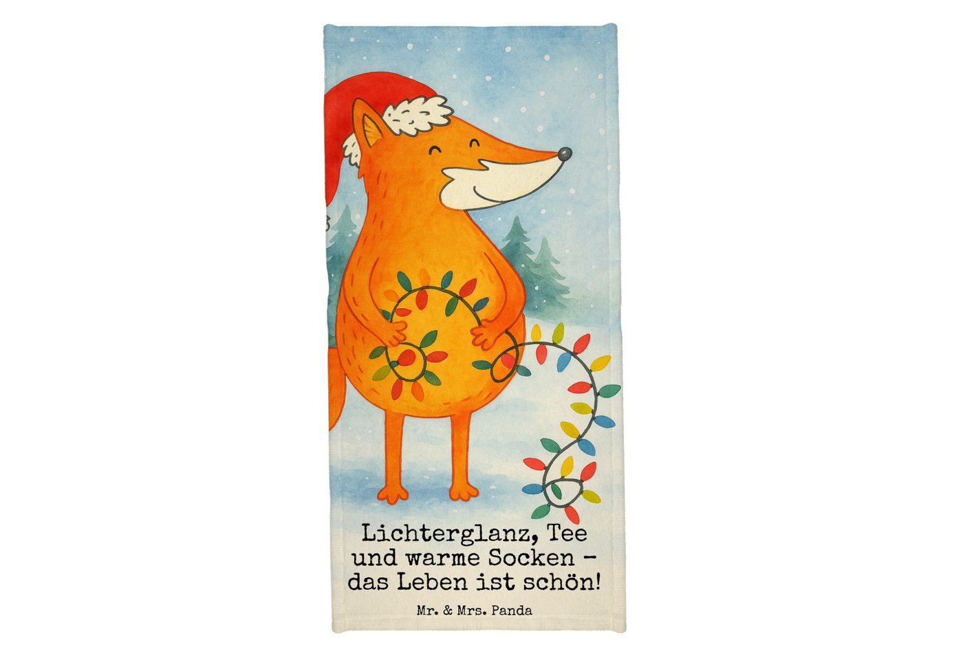 Mr. & Mrs. Panda Handtuch Fuchs Weihnachten Design, Badehandtuch, Eisblau, Heiligabend, Winter, Kunstfaser (Packung, 1-St) von Mr. & Mrs. Panda