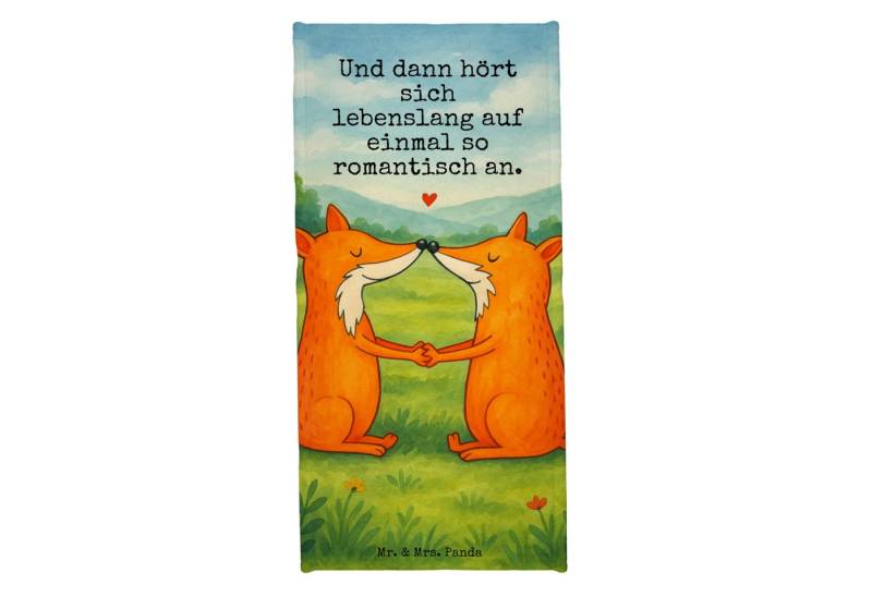 Mr. & Mrs. Panda Handtuch Füchse Liebe Design, Badehandtuch, Türkis Pastell, Partner, Kinder Ha, Kunstfaser (Packung, 1-St), Kinder Handtuch Saunatuch Strandtuch von Mr. & Mrs. Panda