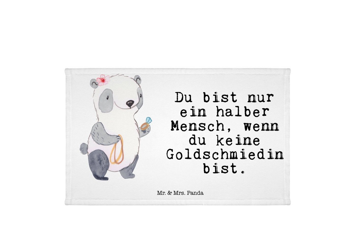 Mr. & Mrs. Panda Handtuch Goldschmiedin Herz - Weiß - Geschenk, Sport Handtuch, Reisehandtuch, (1-St), Allseitig umsäumt von Mr. & Mrs. Panda