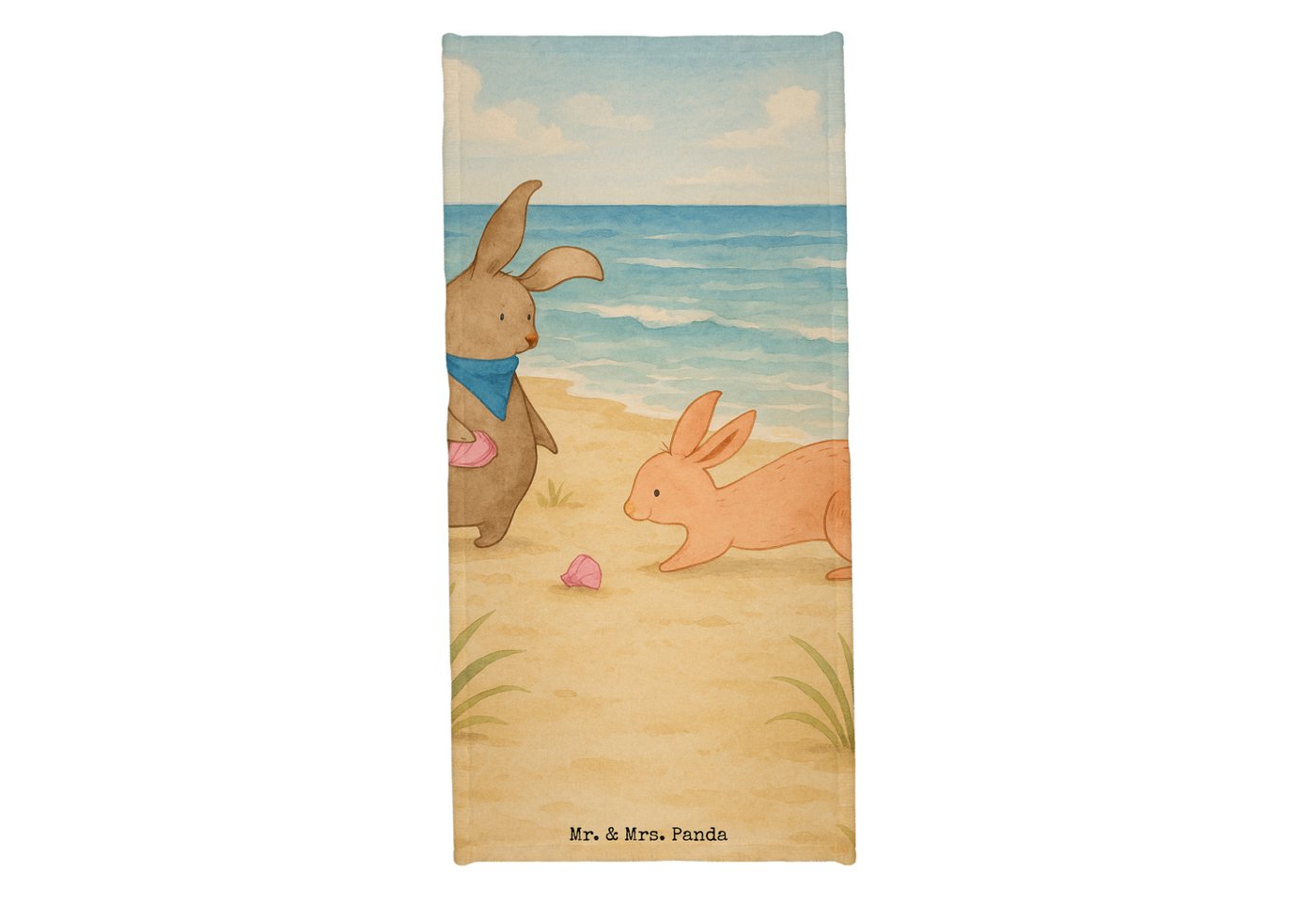 Mr. & Mrs. Panda Handtuch Hasen Muschel Design, Badehandtuch, Blau Pastell, Muscheln, Strand, D, Kunstfaser (Packung, 1-St) von Mr. & Mrs. Panda
