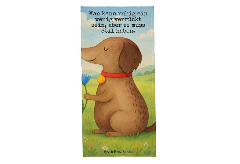 Mr. & Mrs. Panda Handtuch Hund Blume Design, Badehandtuch, Grau Pastell, Hunde, Stil, Strandtuc, Kunstfaser (Packung, 1-St) von Mr. & Mrs. Panda