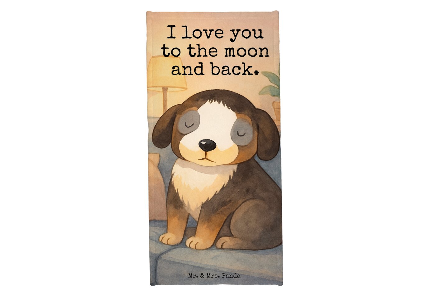 Mr. & Mrs. Panda Handtuch Hund Entspannen Design, Badehandtuch, Grau Pastell, Liebe, Strandtuch, Kunstfaser (Packung, 1-St) von Mr. & Mrs. Panda