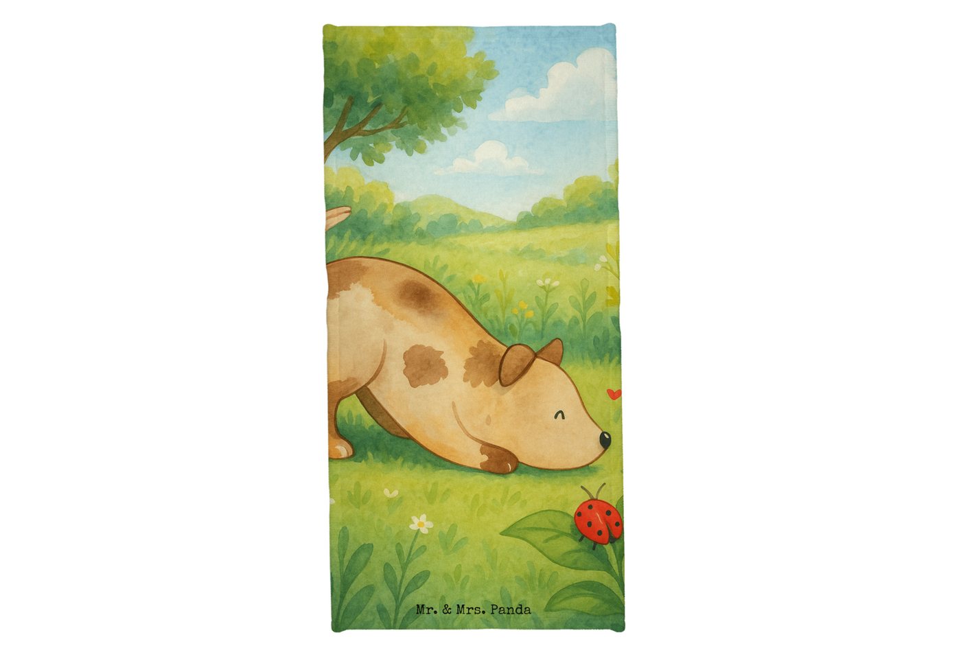 Mr. & Mrs. Panda Handtuch Hund Marienkäfer Design, Badehandtuch, Grau Pastell, Strandtuch, Sprü, Kunstfaser (Packung, 1-St) von Mr. & Mrs. Panda