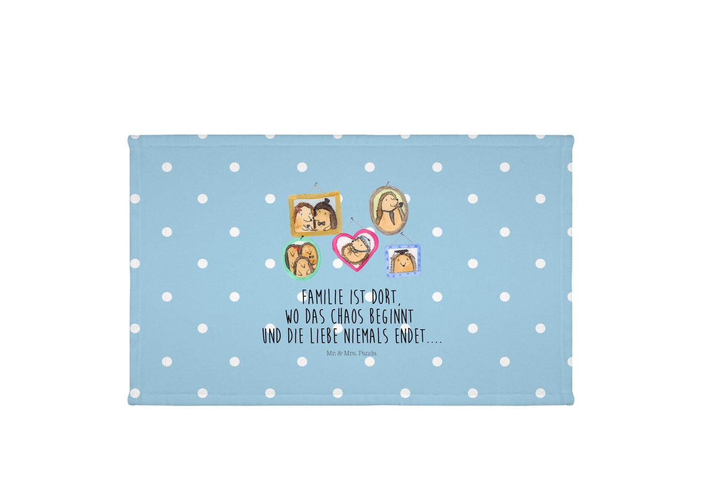 Mr. & Mrs. Panda Handtuch Igel Familie - Blau Pastell - Geschenk, Papa, groß, Schwester, Bruder, (1-St), Hochwertige Motive von Mr. & Mrs. Panda