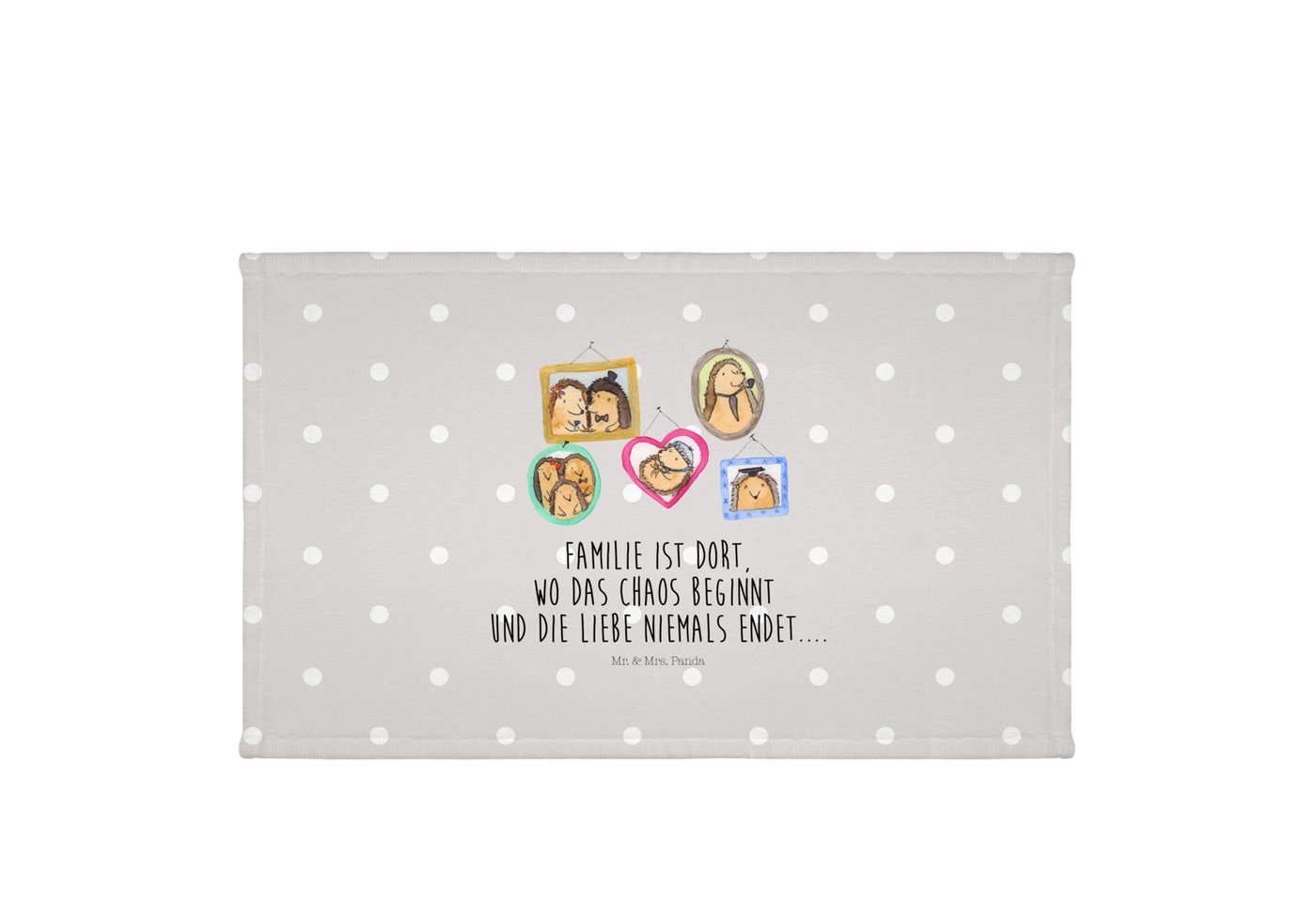 Mr. & Mrs. Panda Handtuch Igel Familie - Grau Pastell - Geschenk, Schwester, Vatertag, Papa, Br, (1-St), Besondere Motive von Mr. & Mrs. Panda