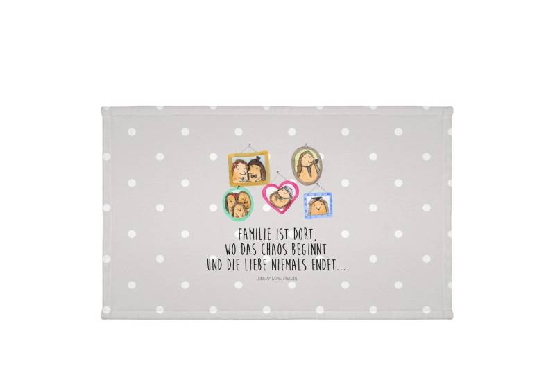 Mr. & Mrs. Panda Handtuch Igel Familie - Grau Pastell - Geschenk, Schwester, Vatertag, Papa, Br, (1-St), Besondere Motive von Mr. & Mrs. Panda