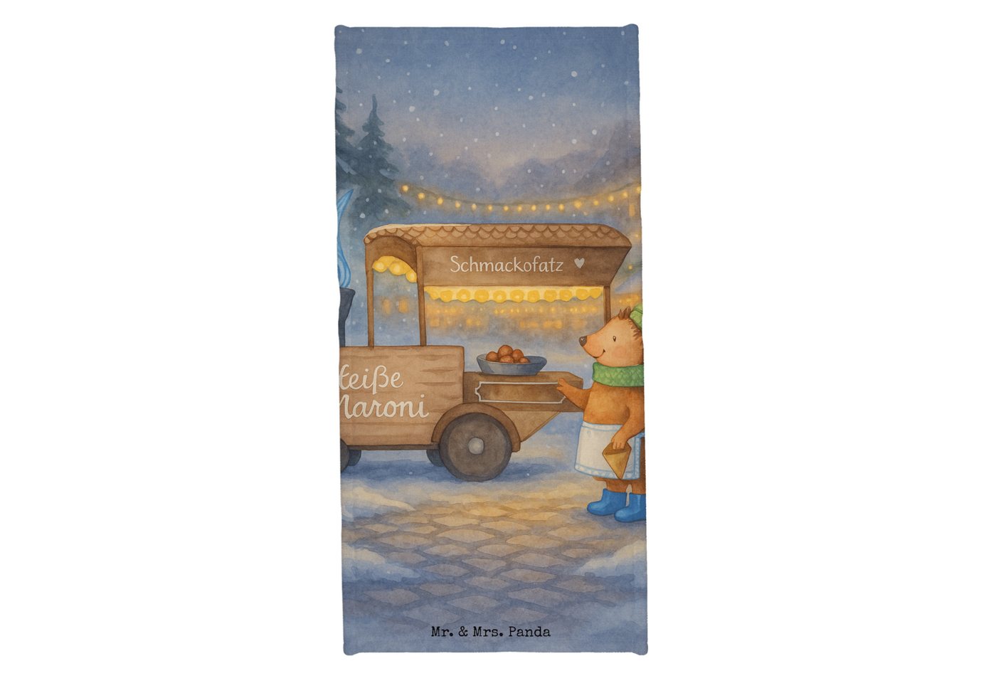 Mr. & Mrs. Panda Handtuch Igel Maronen Design, Badehandtuch, Eisblau, Badetuch, Weihnachten, Sa, Kunstfaser (Packung, 1-St) von Mr. & Mrs. Panda