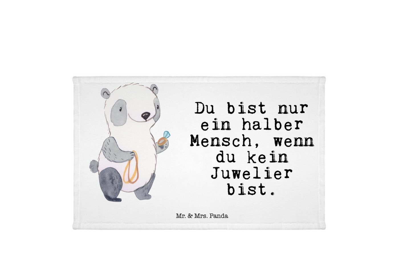 Mr. & Mrs. Panda Handtuch Juwelier Herz - Weiß - Geschenk, Schmuckliebe, Mitarbeiter, Schmuckge, (1-St), Bunt bedruckt von Mr. & Mrs. Panda