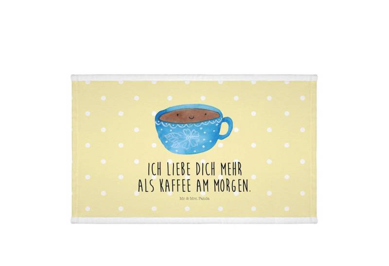 Mr. & Mrs. Panda Handtuch Kaffee Tasse - Gelb Pastell - Geschenk, Kinder Handtuch, Gästetuch, T, (1-St), Süßes Motiv von Mr. & Mrs. Panda