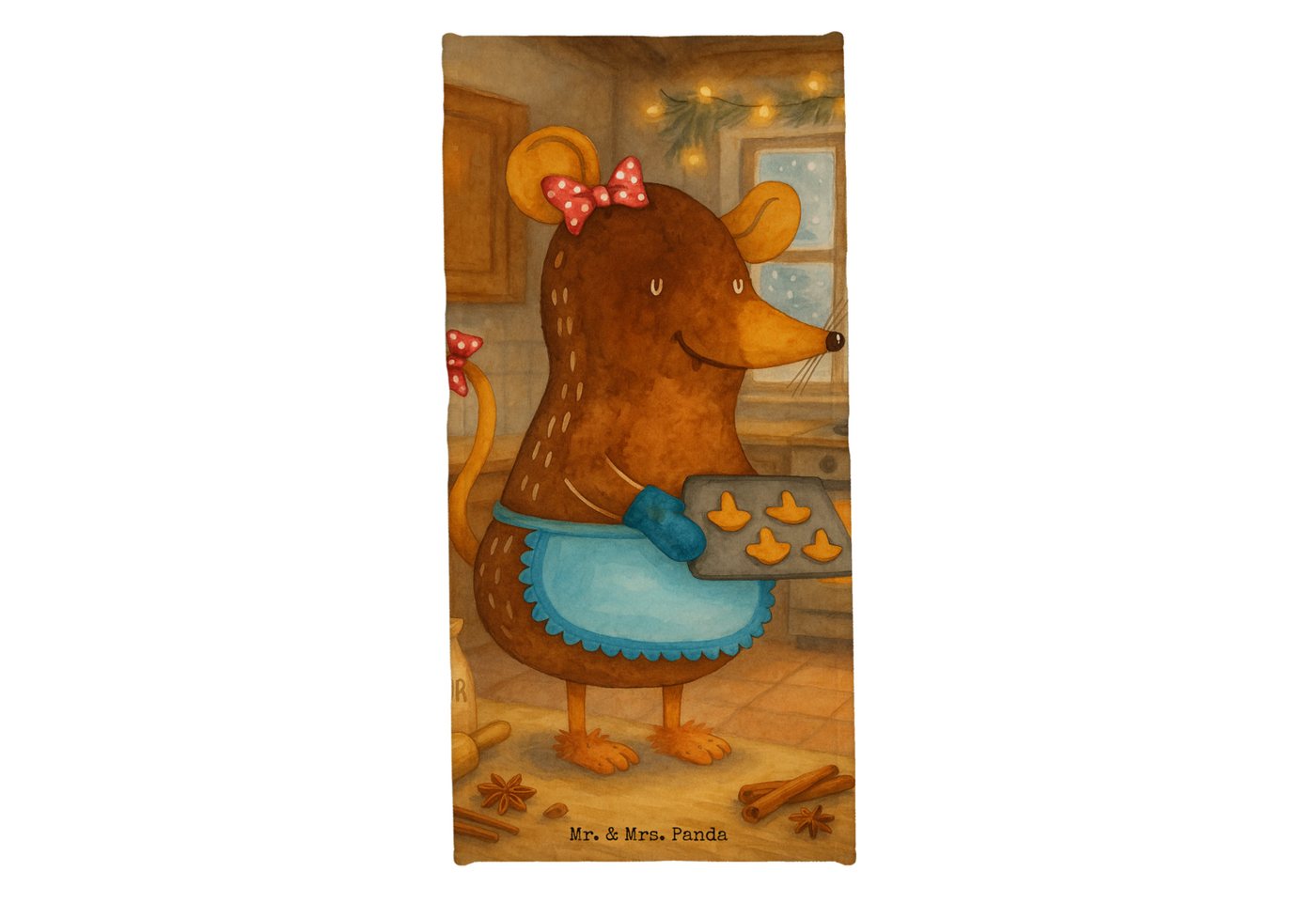 Mr. & Mrs. Panda Handtuch Maus Kekse Design, Badehandtuch, Eisblau, Strandtuch, Backen, Badehan, Kunstfaser (Packung, 1-St) von Mr. & Mrs. Panda