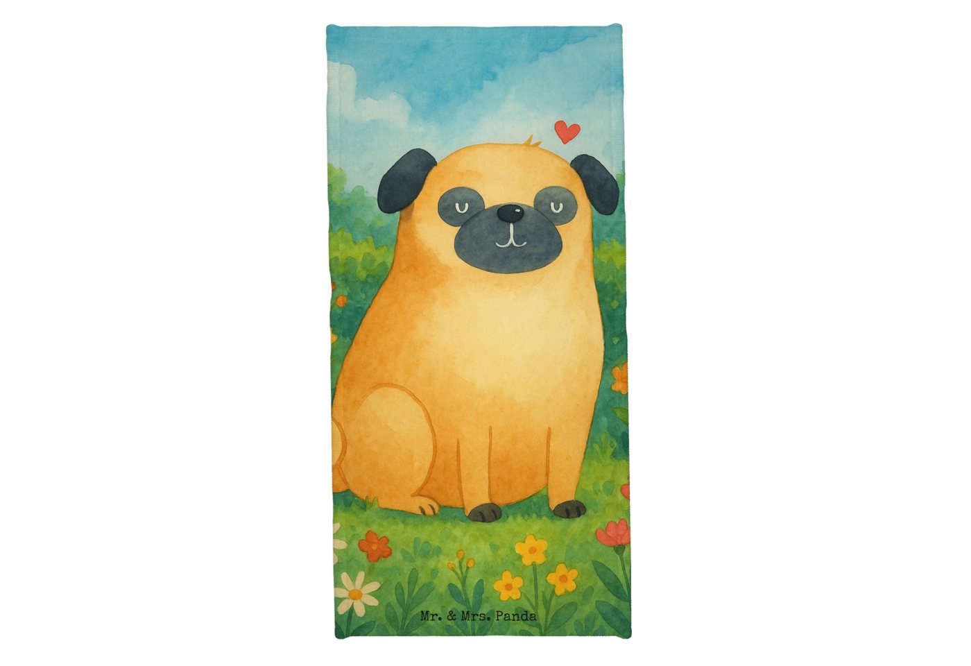Mr. & Mrs. Panda Handtuch Mops Design, Badehandtuch, Grau Pastell, Duschhandtuch, Badehandtuch, Kunstfaser (Packung, 1-St) von Mr. & Mrs. Panda