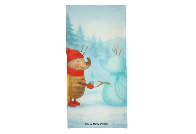 Mr. & Mrs. Panda Handtuch Nachtfalter Schneemann Design, Badehandtuch, Eisblau, Weihnachtsgruß, Kunstfaser (Packung, 1-St) von Mr. & Mrs. Panda