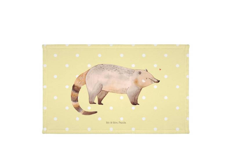 Mr. & Mrs. Panda Handtuch Nasenbaer - Gelb Pastell - Geschenk, Kinder Handtuch, Nasenbär, Bär, (1-St), Süßes Motiv von Mr. & Mrs. Panda