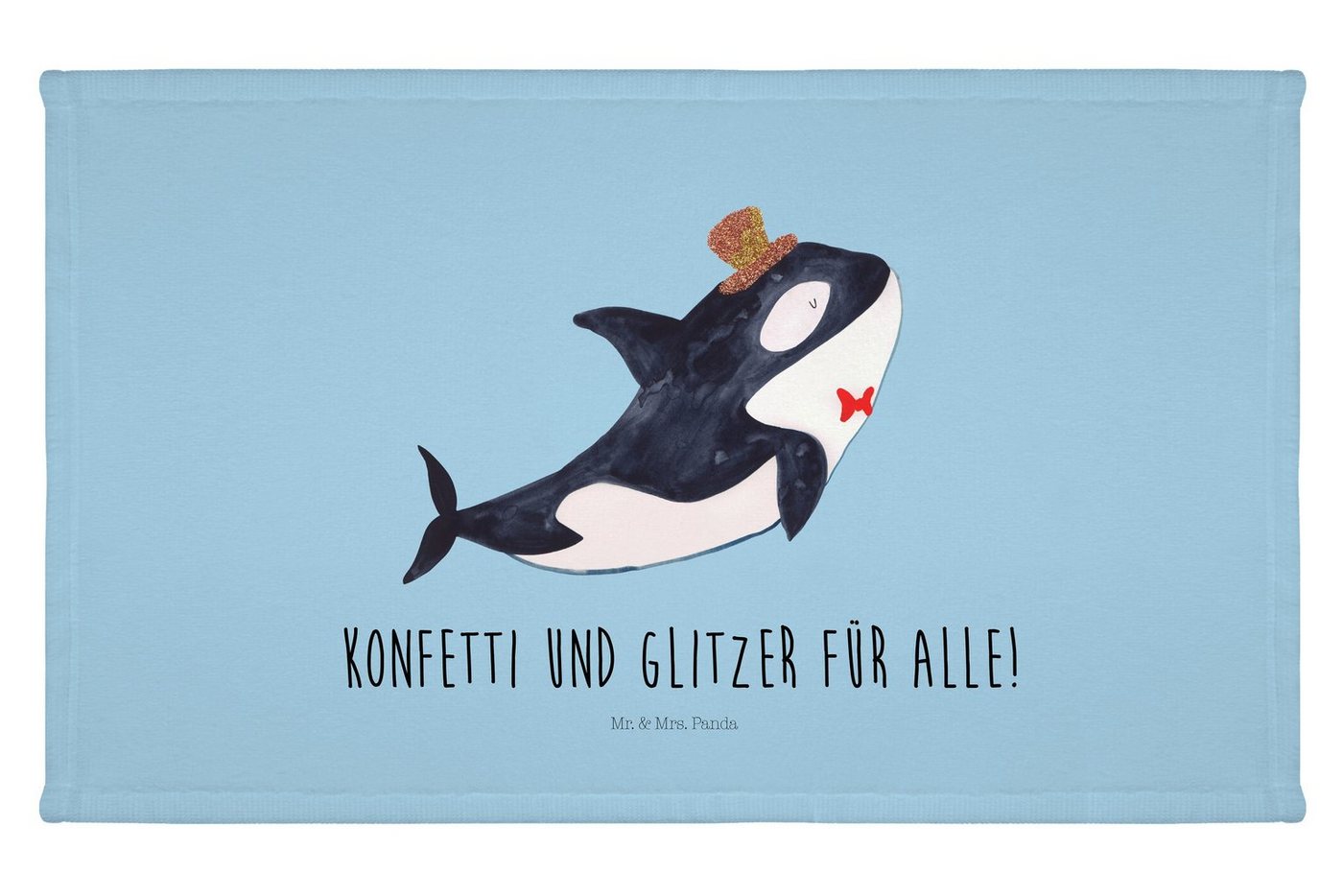 Mr. & Mrs. Panda Handtuch Orca Zylinder - Blau Pastell - Geschenk, Sport Handtuch, Fete, Gästet, (1-St), Liebevolles Design von Mr. & Mrs. Panda