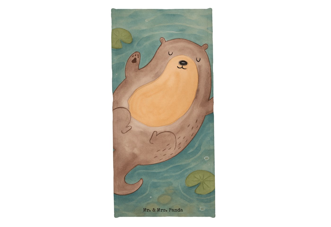 Mr. & Mrs. Panda Handtuch Otter Umarmen Design, Badehandtuch, Grau Pastell, Optimistisch, Hallo, Kunstfaser (Packung, 1-St) von Mr. & Mrs. Panda