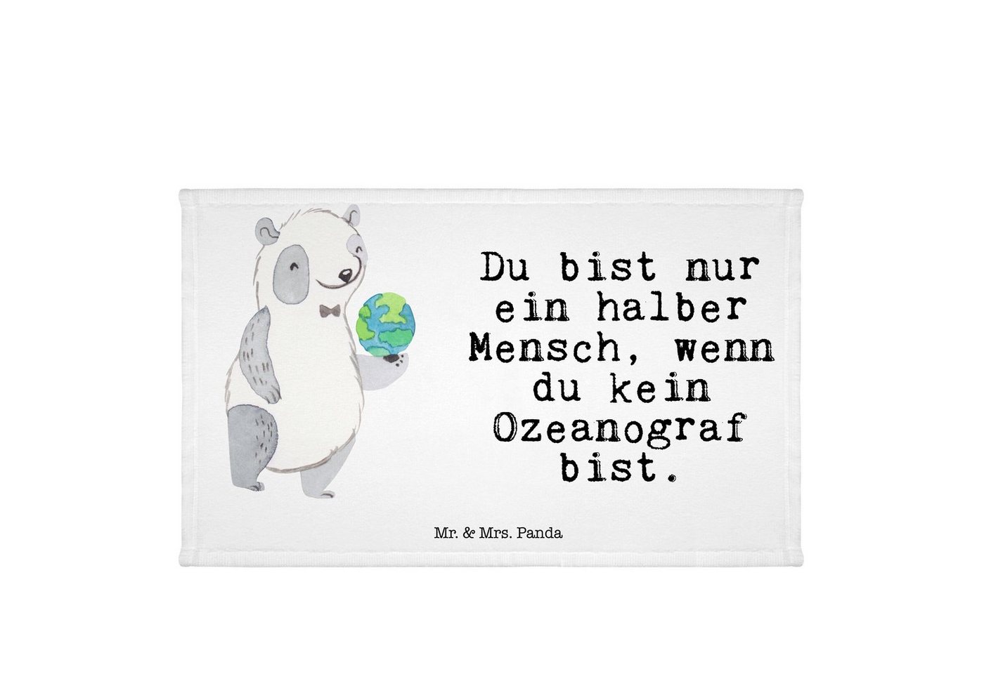 Mr. & Mrs. Panda Handtuch Ozeanograf Herz - Weiß - Geschenk, Arbeitskollege, Meeresforscher, Me, (1-St), Bunt bedruckt von Mr. & Mrs. Panda