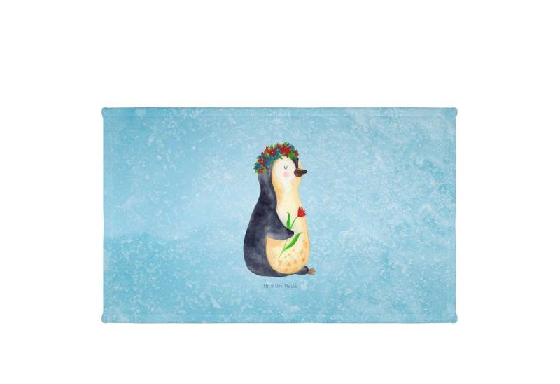 Mr. & Mrs. Panda Handtuch Pinguin Blumen, Kinderhandtuch, Eisblau, Wunderschön, Duschtuch, Blum, Kunstfaser (Packung, 1-St) von Mr. & Mrs. Panda