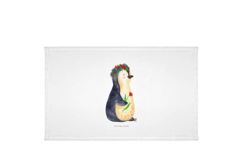 Mr. & Mrs. Panda Handtuch Pinguin Blumen, Gästehandtuch, Weiß, Blumenkranz, Handtuch, handtüche, Kunstfaser (Packung, 1-St) von Mr. & Mrs. Panda
