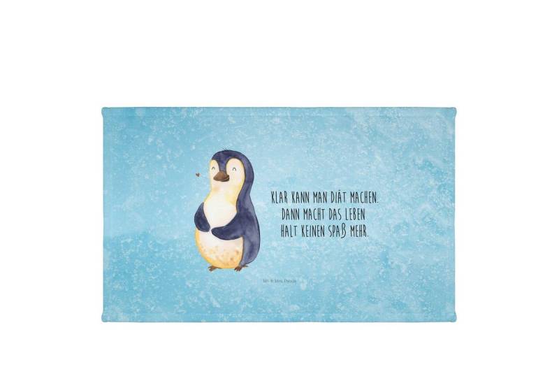 Mr. & Mrs. Panda Handtuch Pinguin Diät - Eisblau - Geschenk, Waschbares Handtuch 50x100, Abnehm, Kunstfaser (Packung, 1-St), Hochwertige Motive von Mr. & Mrs. Panda