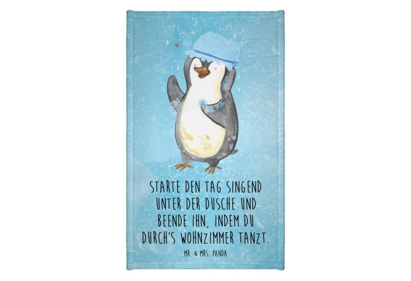 Mr. & Mrs. Panda Handtuch Pinguin Duschen - Eisblau - Geschenk, Gästehandtuch Bunt, Gästehandtu, Kunstfaser (Packung, 1-St), Flauschig weich von Mr. & Mrs. Panda