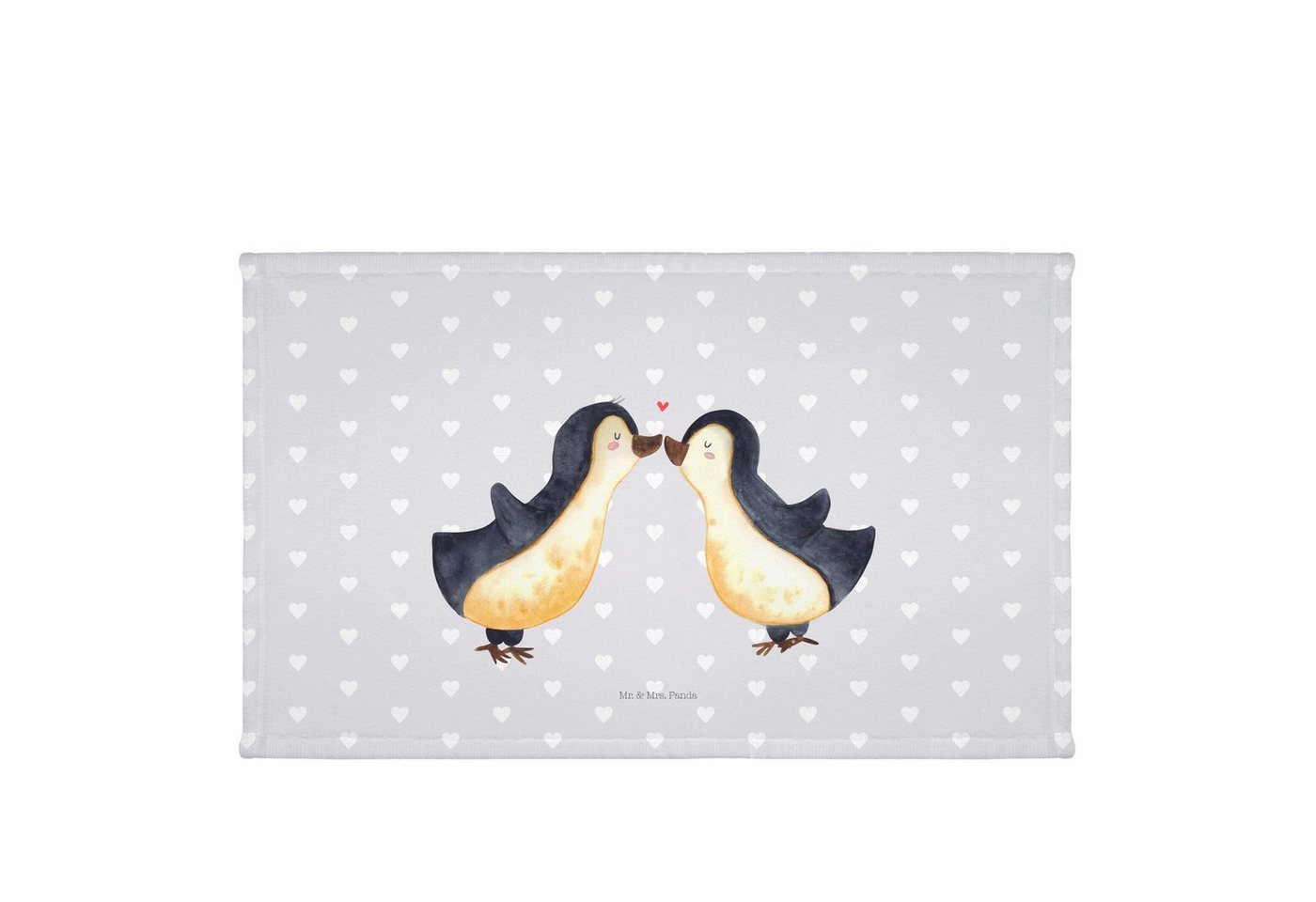 Mr. & Mrs. Panda Handtuch Pinguin Liebe - Grau Pastell - Geschenk, spaar, Ehemann, Handtuch Grö, Kunstfaser (Packung, 1-St), Flauschig weich von Mr. & Mrs. Panda