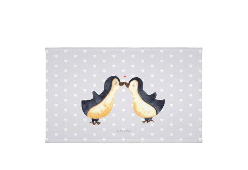 Mr. & Mrs. Panda Handtuch Pinguin Liebe - Grau Pastell - Geschenk, spaar, Ehemann, Handtuch Grö, Kunstfaser (Packung, 1-St), Flauschig weich von Mr. & Mrs. Panda