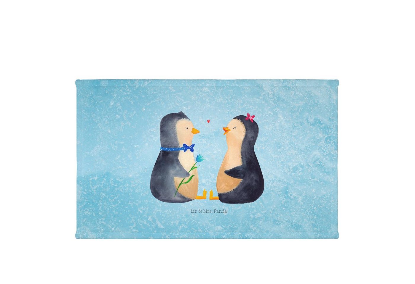 Mr. & Mrs. Panda Handtuch Pinguin Pärchen - Eisblau - Geschenk, große Liebe, Frottier, Traumpaa, (1-St), Allrounder von Mr. & Mrs. Panda