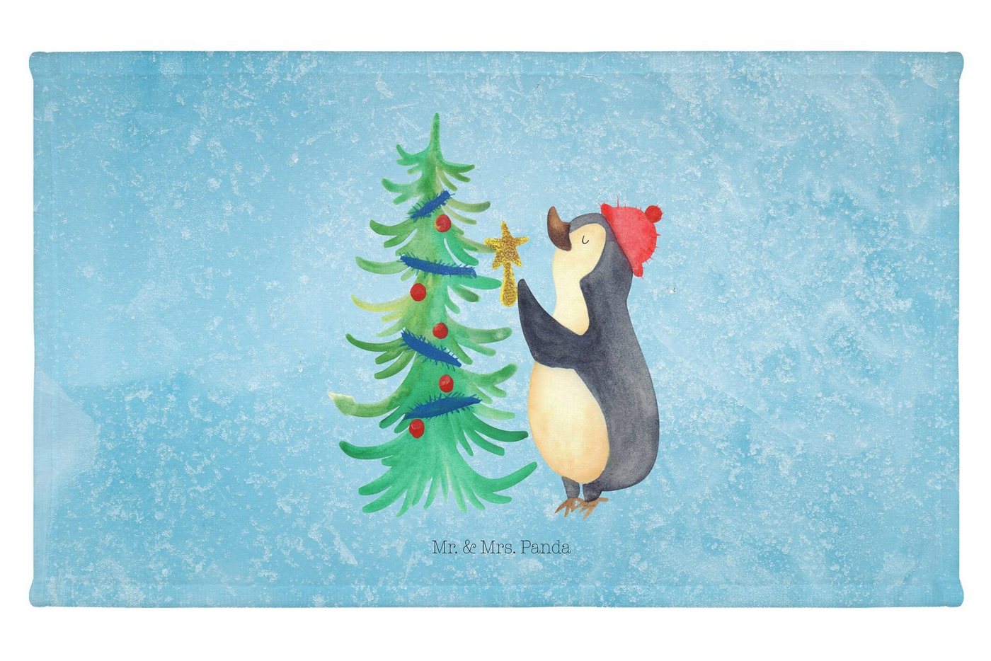 Mr. & Mrs. Panda Handtuch Pinguin Weihnachtsbaum - Eisblau - Geschenk, Weihnachtsdeko, Weihnach, (1-St), Allrounder von Mr. & Mrs. Panda