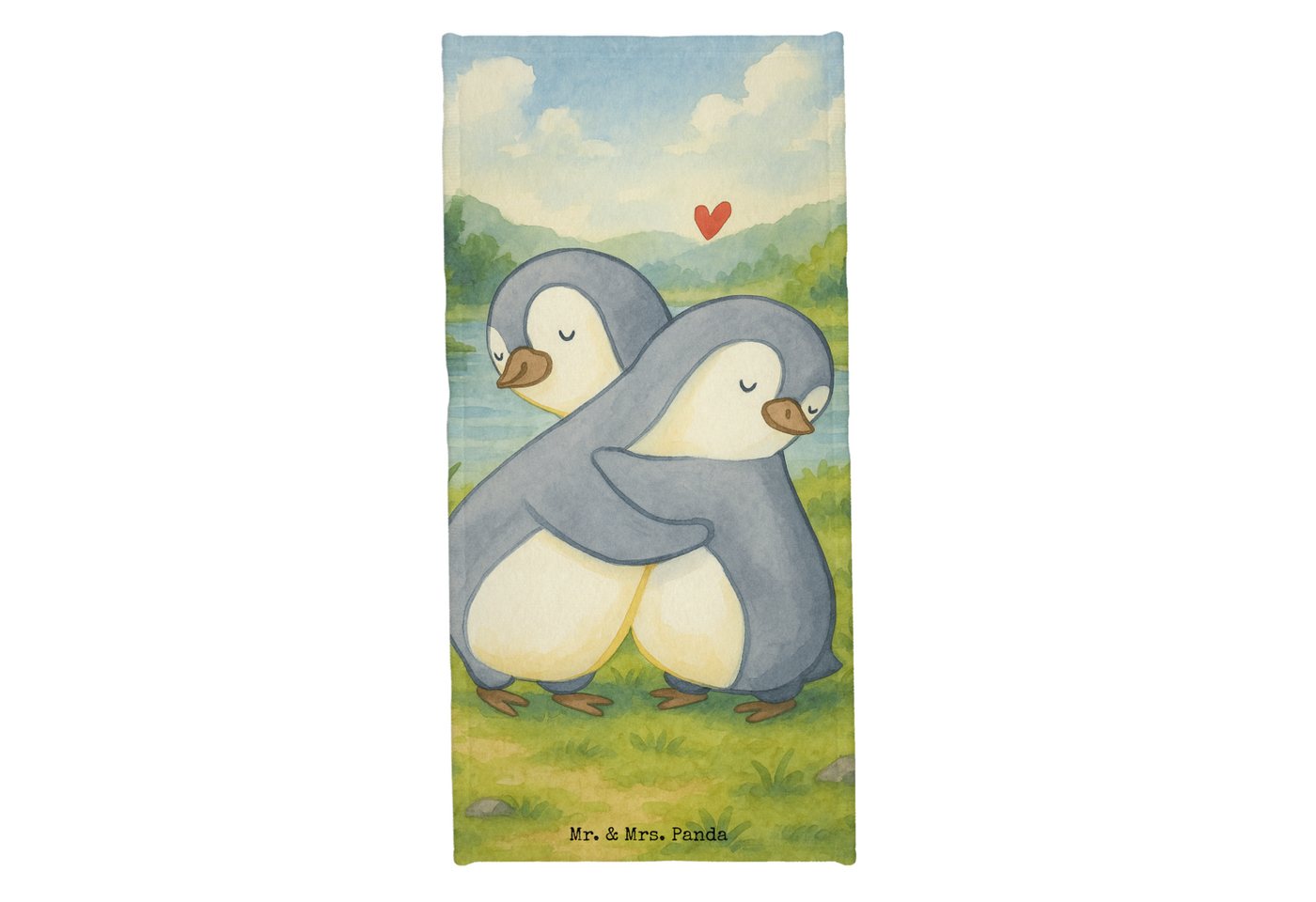 Mr. & Mrs. Panda Handtuch Pinguine Kuscheln Design, Badehandtuch, Grau Pastell, Freundin, Gesch, Kunstfaser (Packung, 1-St) von Mr. & Mrs. Panda
