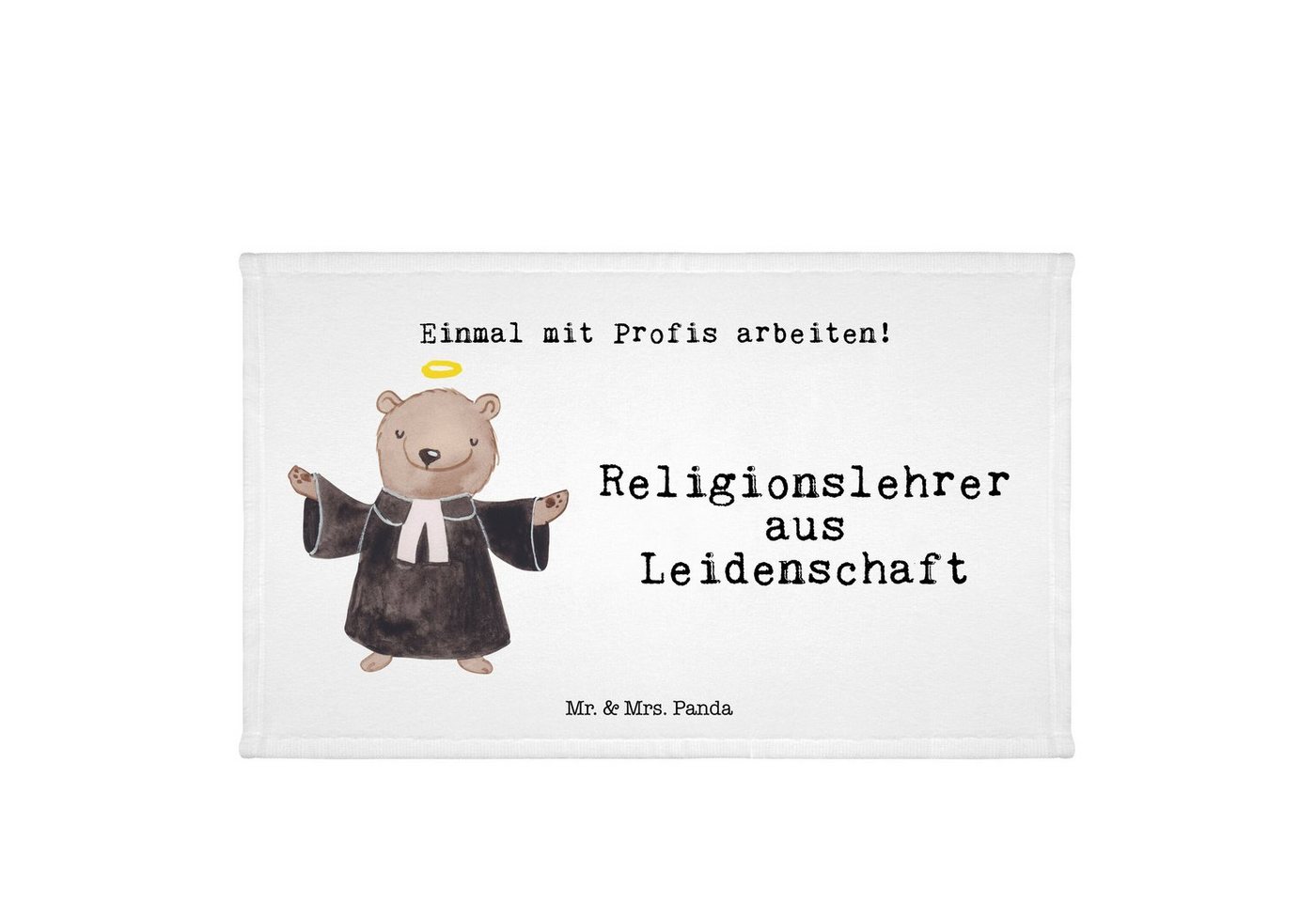 Mr. & Mrs. Panda Handtuch Religionslehrer Leidenschaft - Weiß - Geschenk, Kollege, Kollegin, Sp, (1-St), Bunt bedruckt von Mr. & Mrs. Panda