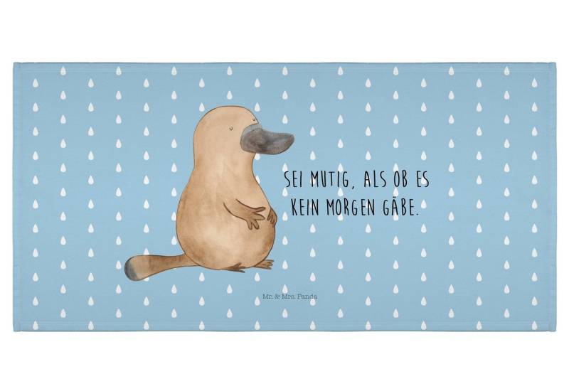 Mr. & Mrs. Panda Handtuch Schnabeltier Mut - Blau Pastell - Geschenk, Handtücher, Neuanfang, We, (1-St), Flauschig weich von Mr. & Mrs. Panda