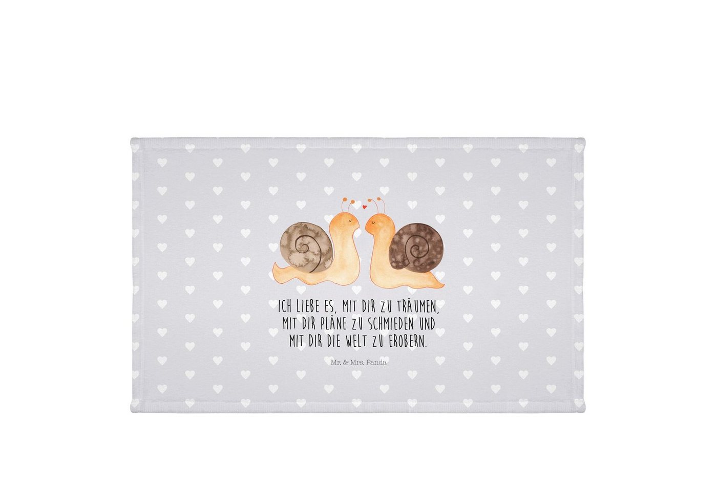 Mr. & Mrs. Panda Handtuch Schnecken Liebe, sporthandtücher, Grau Pastell, Handtuch 50x100, Jahr, Kunstfaser (Packung, 1-St) von Mr. & Mrs. Panda