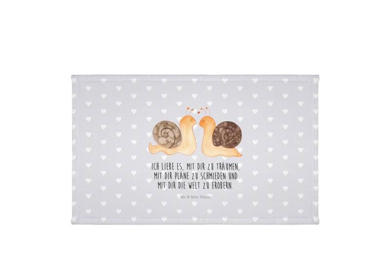 Mr. & Mrs. Panda Handtuch Schnecken Liebe, sporthandtücher, Grau Pastell, Handtuch 50x100, Jahr, Kunstfaser (Packung, 1-St) von Mr. & Mrs. Panda