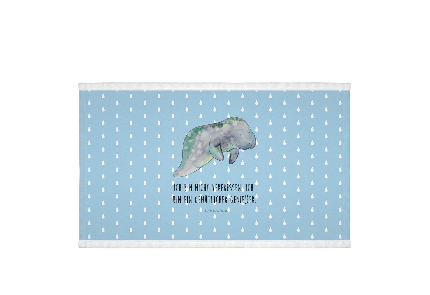 Mr. & Mrs. Panda Handtuch Seekuh Chillen - Blau Pastell - Geschenk, Abnehmen, Diät, Urlaub, Bab, (1-St), Hochwertige Motive von Mr. & Mrs. Panda