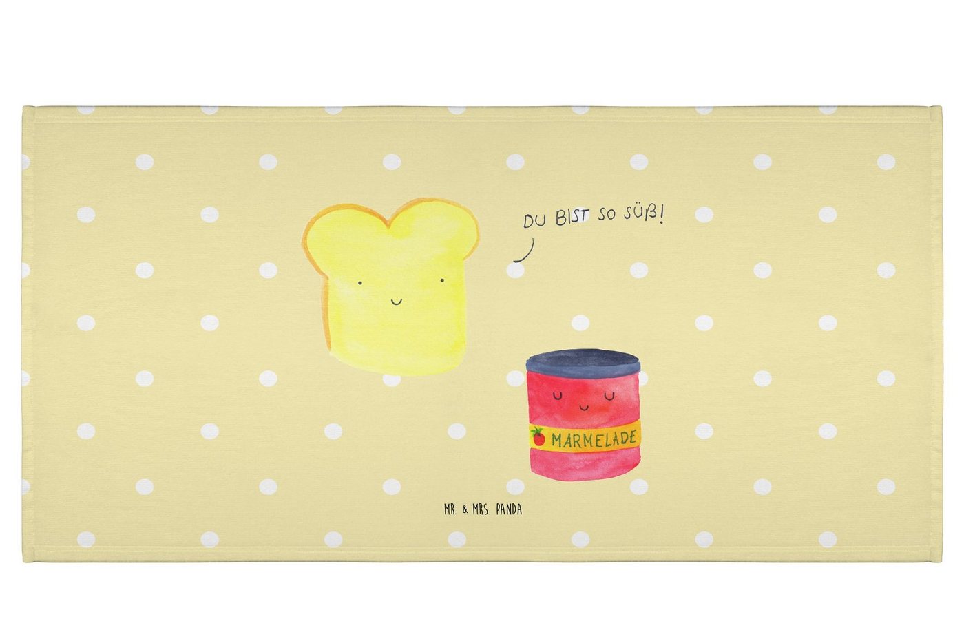 Mr. & Mrs. Panda Handtuch Toast Marmelade - Gelb Pastell - Geschenk, Kinder Handtuch, Reisehand, (1-St), Kreative Sprüche von Mr. & Mrs. Panda