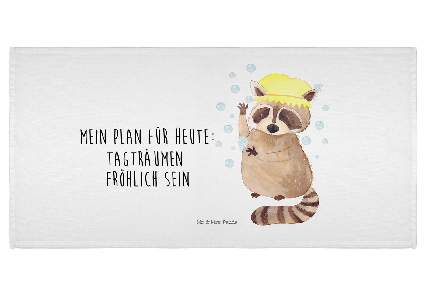 Mr. & Mrs. Panda Handtuch Waschbär - Weiß - Geschenk, Plan, Gute Laune, Tiermotive, lustige Spr, (1-St), Bunt bedruckt von Mr. & Mrs. Panda