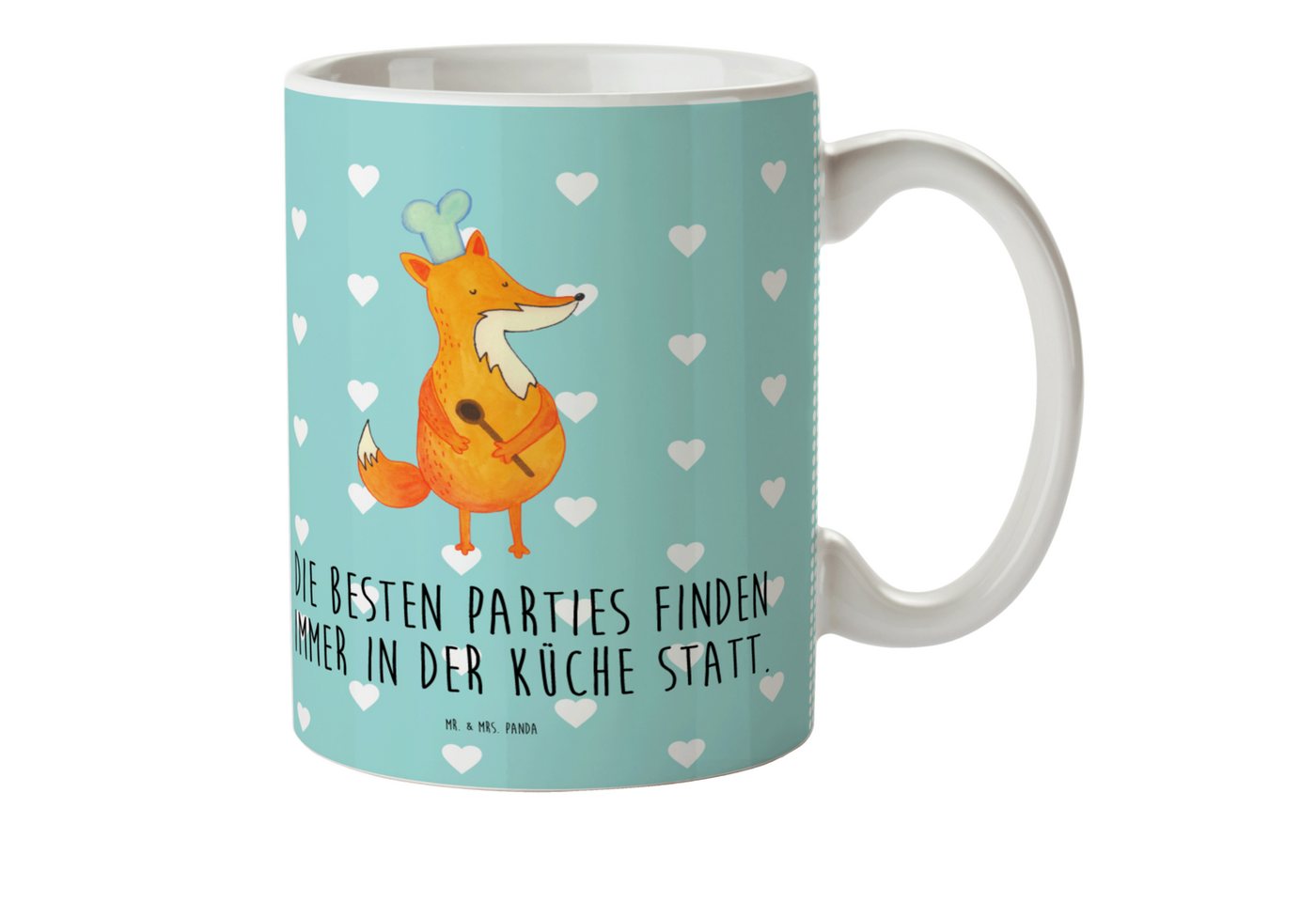 Mr. & Mrs. Panda Kinderbecher Fuchs Koch - Türkis Pastell - Geschenk, Füchse, Kindergarten Tasse, C, Kunststoff, Mikrowellenbeständig von Mr. & Mrs. Panda