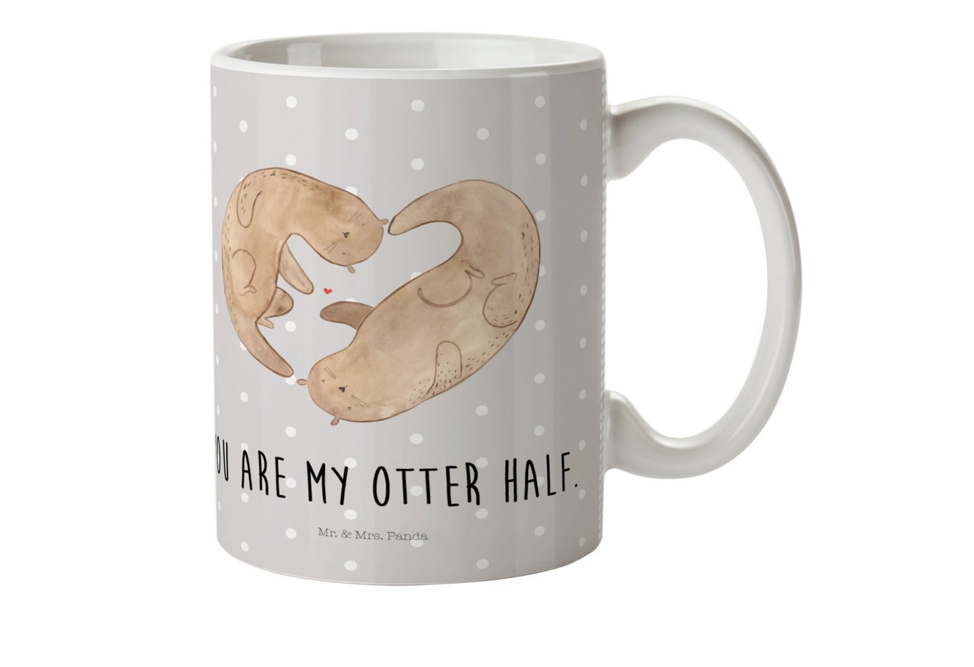 Mr. & Mrs. Panda Kinderbecher Otter Herz, Kindertasse, Grau Pastell, Kindergeburtstag, Kindertasse, Kunststoff von Mr. & Mrs. Panda