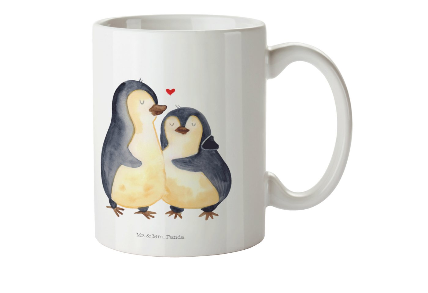 Mr. & Mrs. Panda Kinderbecher Pinguin umarmend - Weiß - Geschenk, Liebe, Reisebecher, Verlobung, Ho, Kunststoff von Mr. & Mrs. Panda