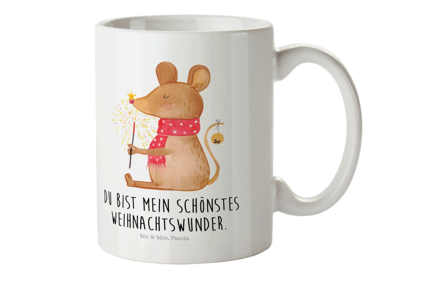 Mr. & Mrs. Panda Kinderbecher Maus Weihnachten - Weiß - Geschenk, Kindertasse, Trinkbecher, Nikolau, Kunststoff, Bruchfest von Mr. & Mrs. Panda