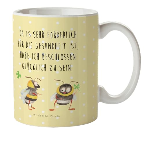 Mr. & Mrs. Panda Kindertasse Hummeln mit Kleeblatt - Geschenk, Kinderbecher, Spruch schön, Tiere, Gute Laune, glücklich werden, Kunststoffgeschirr, von Mr. & Mrs. Panda