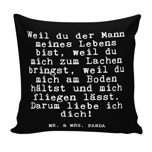 Mr. & Mrs. Panda 40x40 Kissen Weil du der Mann... - Geschenk, Liebe, Glizer Spruch Sprüche Weisheiten Zitate Lustig Weisheit Worte, Dekokissen, von Mr. & Mrs. Panda