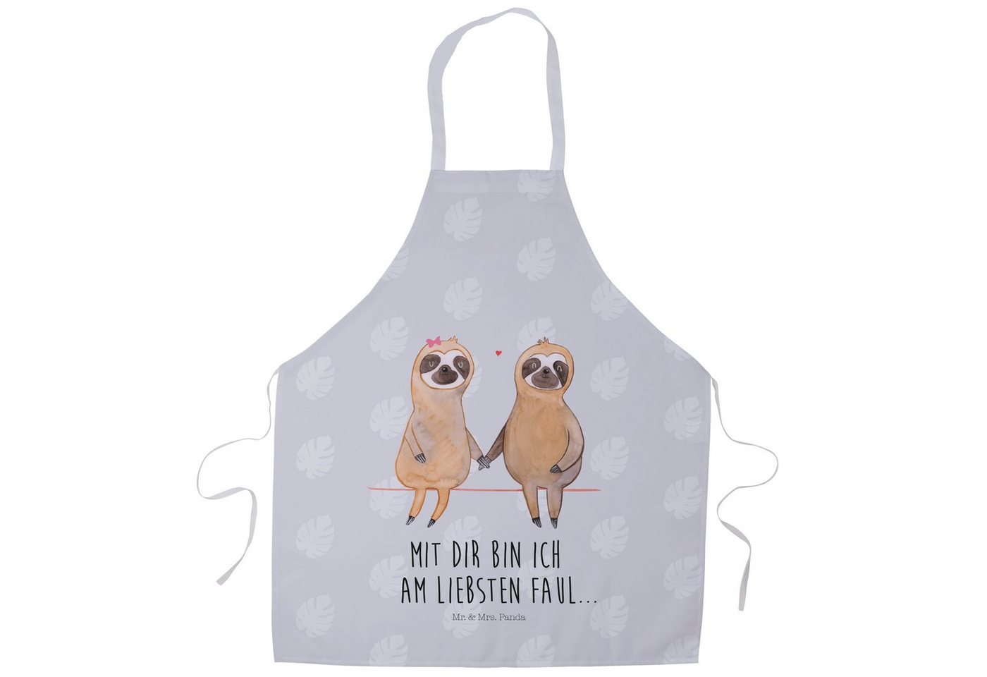 Mr. & Mrs. Panda Kochschürze Faultier Pärchen, Kochschürze, Grau Pastell, Liebespaar, Liebe, Kochb, (Packung, 1-tlg) von Mr. & Mrs. Panda