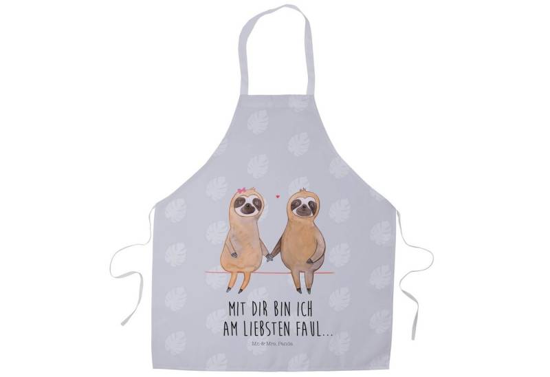 Mr. & Mrs. Panda Kochschürze Faultier Pärchen, Kochschürze, Grau Pastell, Liebespaar, Liebe, Kochb, (Packung, 1-tlg) von Mr. & Mrs. Panda
