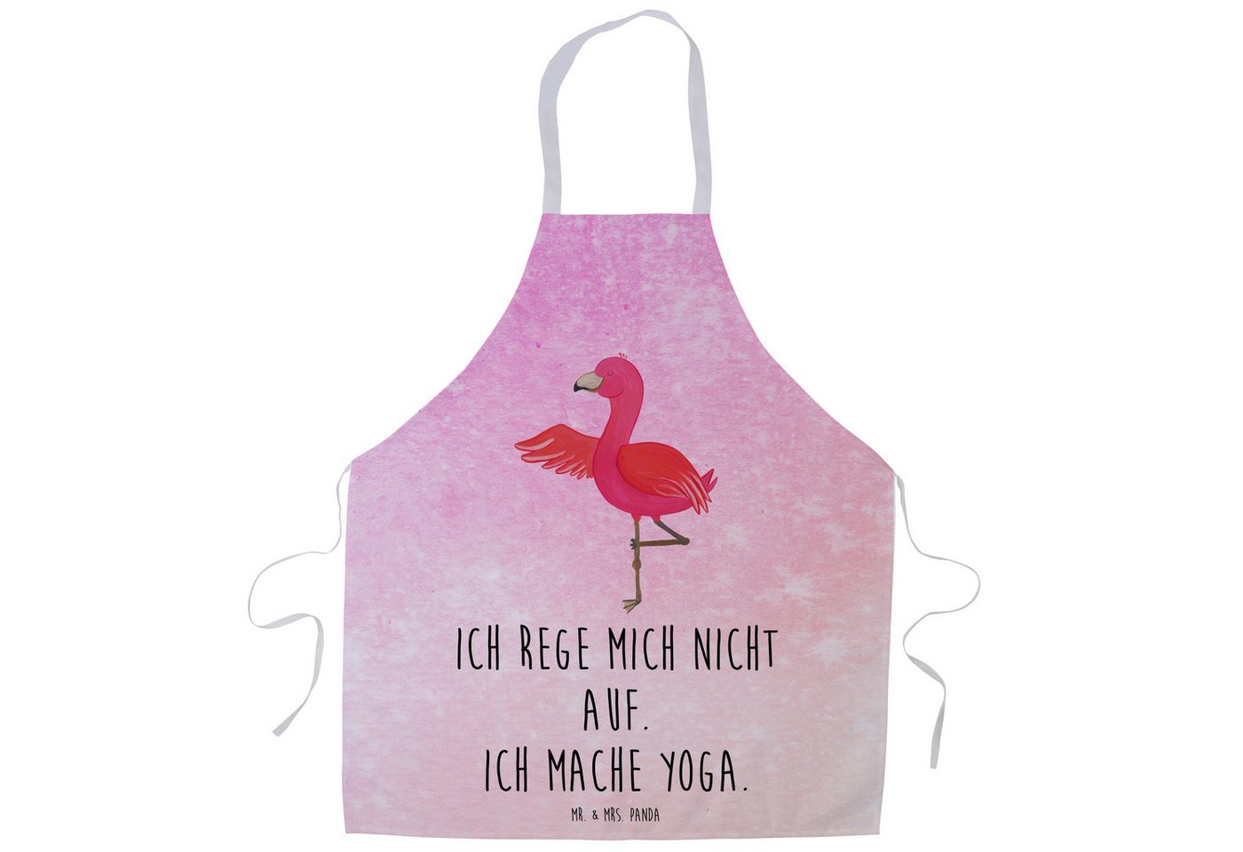 Mr. & Mrs. Panda Kochschürze Flamingo Yoga - Aquarell Pink - Geschenk, Baum, Latzschürze, Ärger, S, (1-tlg), Große Fronttasche von Mr. & Mrs. Panda