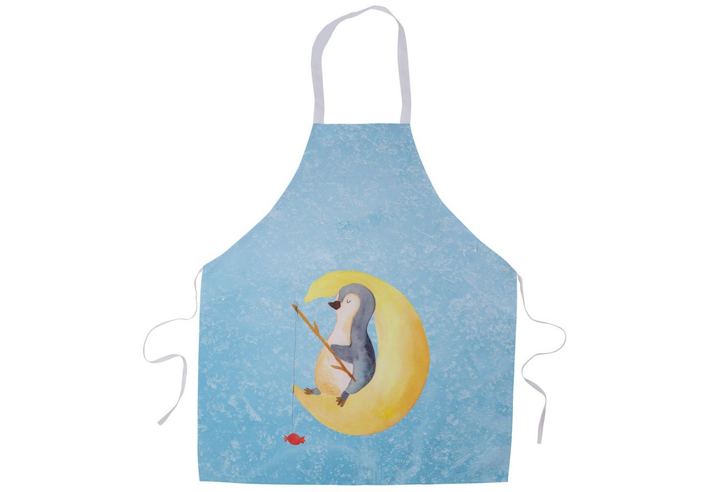 Mr. & Mrs. Panda Kochschürze Pinguin Mond - Eisblau - Geschenk, Angel, Küchenschürze, Kochschürze, (1-tlg), Mit süßen Motiven von Mr. & Mrs. Panda