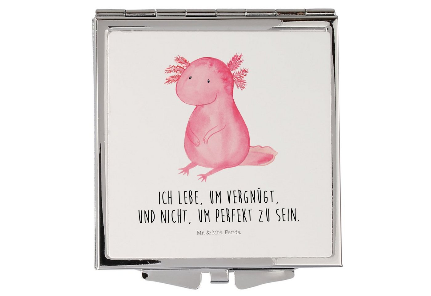 Mr. & Mrs. Panda Kosmetikspiegel Axolotl null, schminken, Quadrat, Schminkspiegel, Handtasche, (1-St), Unwiderstehlicher Glanz von Mr. & Mrs. Panda