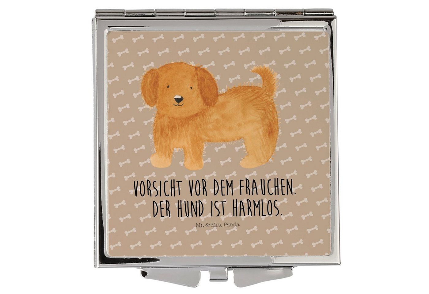 Mr. & Mrs. Panda Kosmetikspiegel Hund Flauschig - Hundeglück - Geschenk, Hundeliebe, Frauchen, Tierlie (1-St), Magisch verziert von Mr. & Mrs. Panda