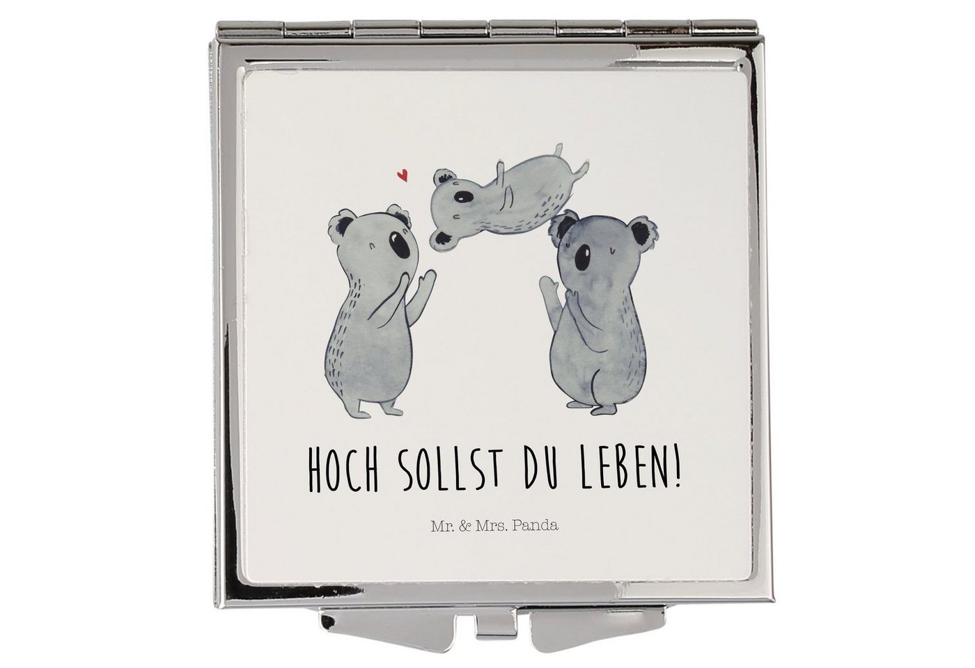 Mr. & Mrs. Panda Kosmetikspiegel Koalas Feiern - Weiß - Geschenk, Geburtstag, schminken, Eltern, Spieg (1-St), Unwiderstehlicher Glanz von Mr. & Mrs. Panda